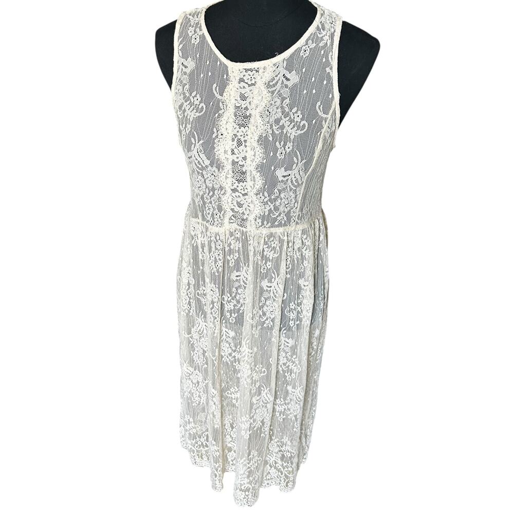 Women’s Cream Lace Maxi Dress – Boho Romantic Cottagecore